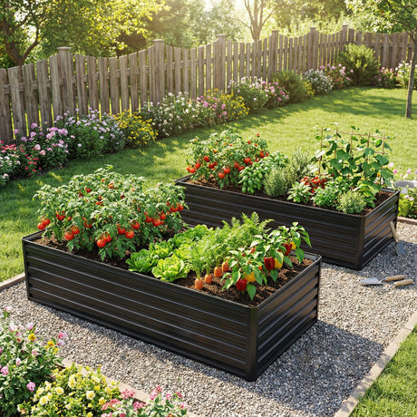 2-Pack 6x3x2 FT Galvanized Metal Raised Garden Beds HouseOfZazla