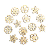 Flower Shape Wood Slices, Unfinished Wood DIY Craft Ornament 100Pcs WoodArtSupply