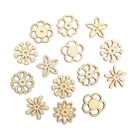 Flower Shape Wood Slices, Unfinished Wood DIY Craft Ornament 100Pcs WoodArtSupply