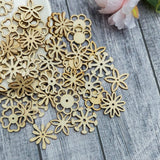Flower Shape Wood Slices, Unfinished Wood DIY Craft Ornament 100Pcs WoodArtSupply