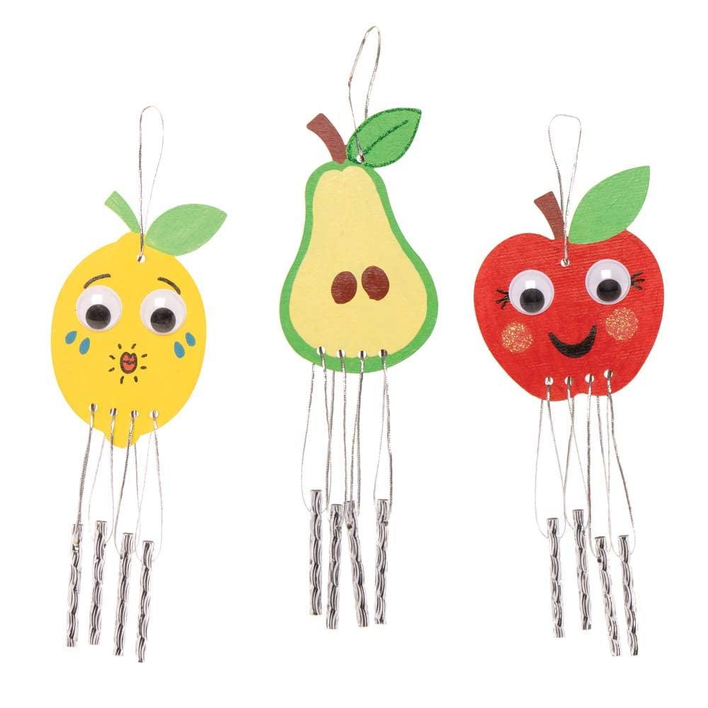 Fruit Wooden Windchimes - Pack of 4, Decorate and Personalise for Arts and Crafts Activities - WoodArtSupply