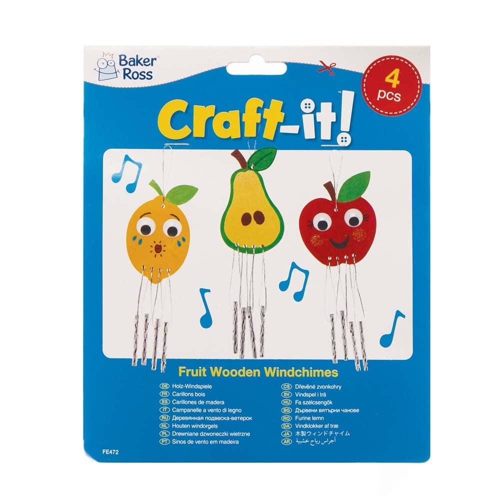 Fruit Wooden Windchimes (Pack of 4) Wood Craft Kits for Kids