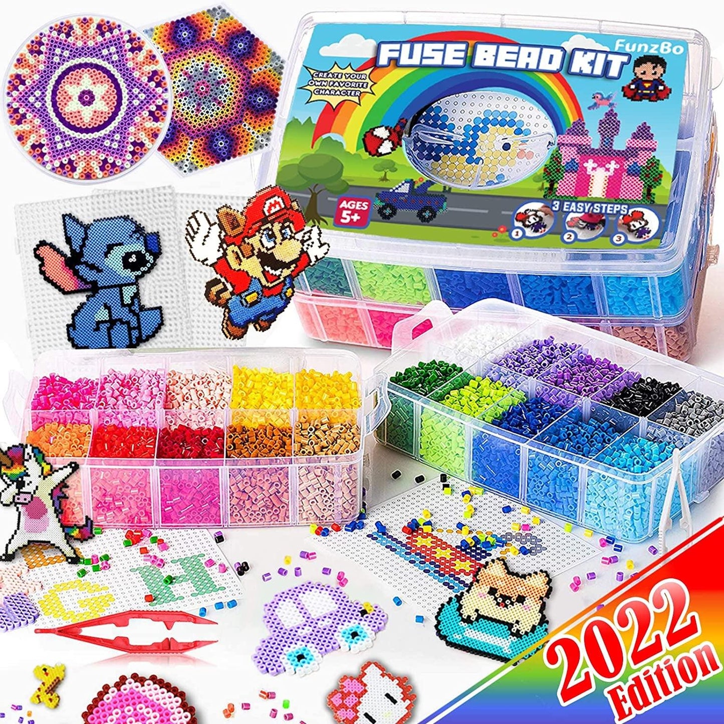 Fuse Beads for Kids Craft Art 106 Patterns Fusebead Melty Fusion Colored Arts and Crafts Set - WoodArtSupply