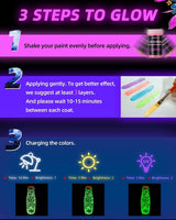 Glow in the Dark Paint,10 Extra Bright Colors 30 Ml / 1 Oz Glow in Dark Paint, Glow Paint WoodArtSupply