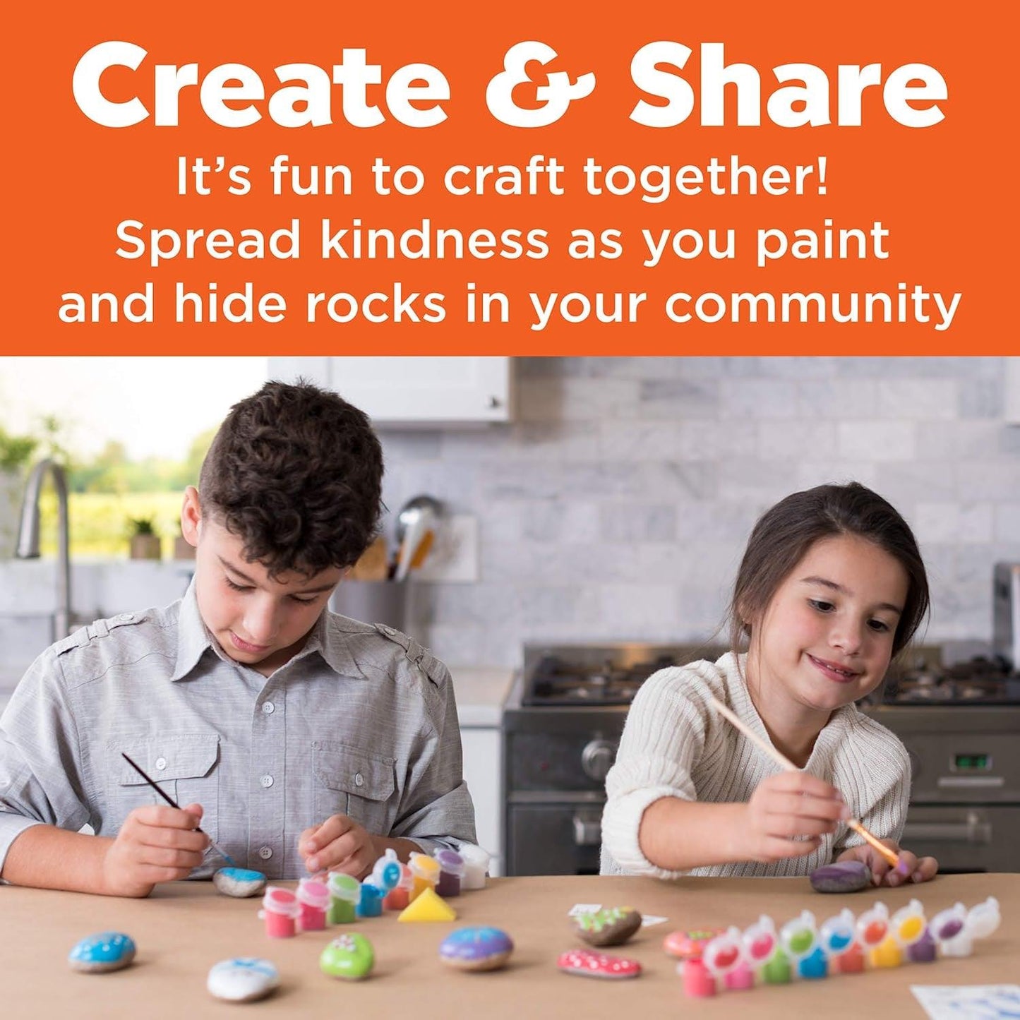 Hide & Seek Rock Painting Kit - Arts & Crafts for Kids - Includes Rocks & Waterproof Paint - WoodArtSupply