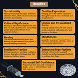 Hill Hjem Food Safe Kintsugi Repair Kit, Updated Instuctions for The Complete DIY Set for Kintsugi Pottery Restoration Includes Gold Dust, Glue, Practice Dish, Wood Sticks, Gloves, for Beginners Hill Hjem