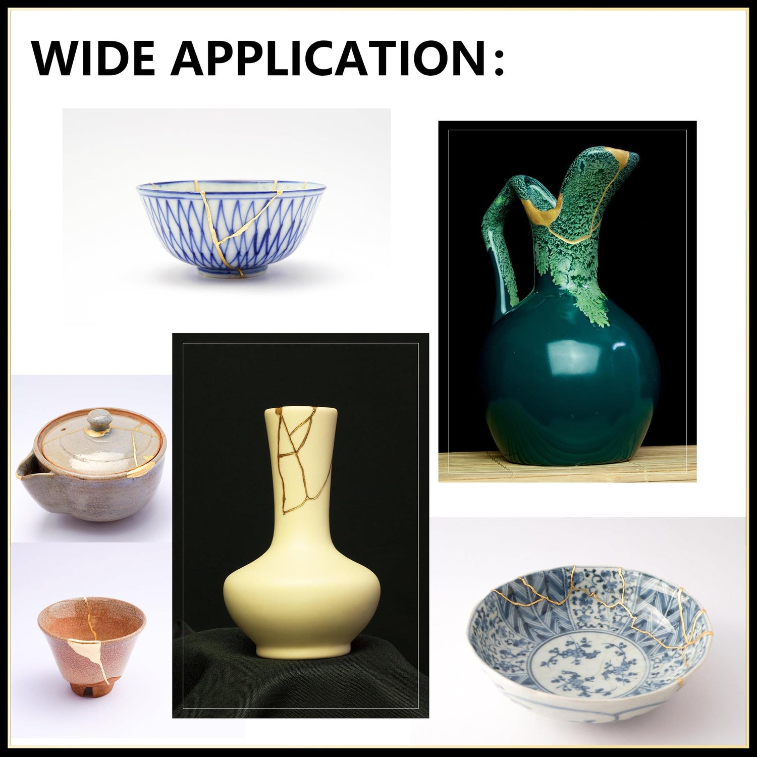 iienjoy Kintsugi Repair Kit, 4 Colors Food Safe Kintsugi Kit Repairs Broken Ceramics, Jade, Glass, Meaningful Pottery, Kintsugi Gold Glue for Ceramics and Porcelain Repair Perfect for Beginners iienjoy