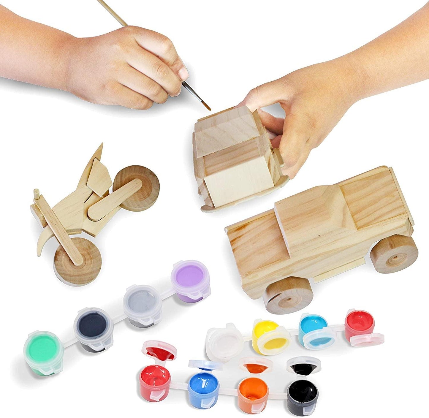 Kids Craft Kit Build & Paint Your Own Wooden Race Car Art & Craft Kit DIY Toy Make Your Own Car - WoodArtSupply