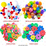 Kids Crafts and Art Supplies Jar Kit 1000+ Piece Set Glitter Glue, Paper, Colored Popsicle Sticks, Googly Eyes, Pipe Cleaners WoodArtSupply