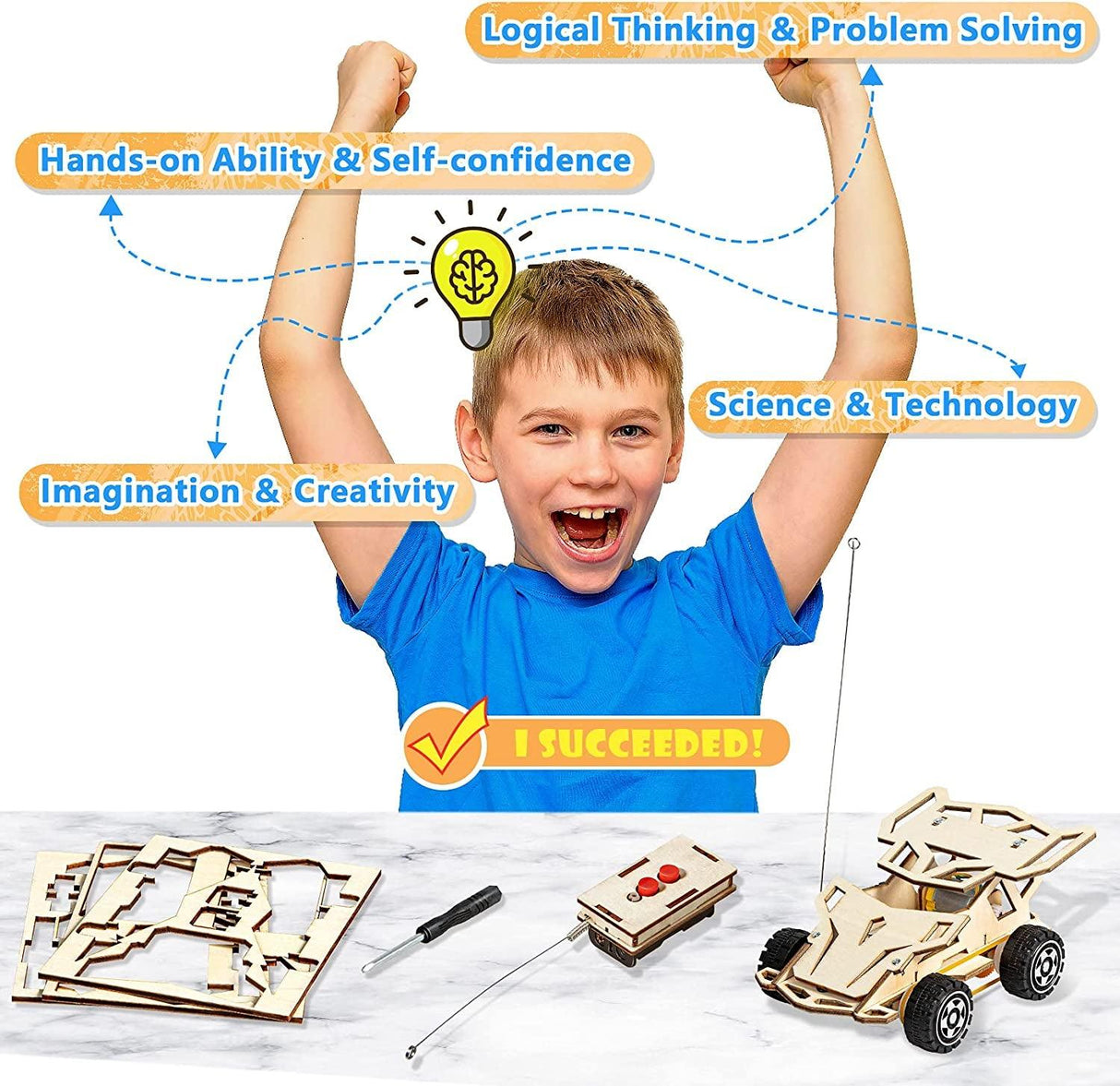 Kids Toys Stem Projects Science Kits Crafts for Kids DIY Model Cars Kit Educational Building Toys WoodArtSupply