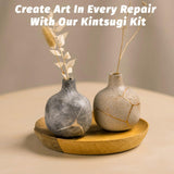 Kintsugi Repair Kit, Food Safe Gold & Silver Kintsugi Kit for Broken Ceramics, Glass, Jade and Sculptures, Japanese Art Craft with Gold Glue for Ceramics and Porcelain Repair Restoration TJINHEZ