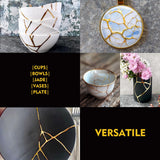 Kintsugi Repair Kit Gold & Silver, 50ml Kintsugi Glue for Broken Ceramics, Bowls, Cups, Porcelain, Glass, Food Safe Pottery Repair Kit for Repair Meaningful Gifts, Jade, Sculpture, Vase, Mug YumCraft