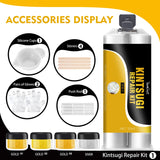 Kintsugi Repair Kit Gold & Silver, 50ml Kintsugi Glue for Broken Ceramics, Bowls, Cups, Porcelain, Glass, Food Safe Pottery Repair Kit for Repair Meaningful Gifts, Jade, Sculpture, Vase, Mug YumCraft