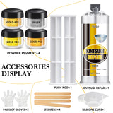 Kintsugi Repair Kit Gold & Silver - Food Safe Ceramic Glue for Broken Pottery, Porcelain, Bowls, Glass | Japanese Kintsugi Glue Perfect for Beginners Restoring Meaningful Gifts, 50ml Fuchoi