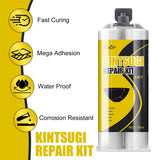 Kintsugi Repair Kit - Gold & Silver Food Safe Fast Repair Kintsugi Glue for Pottery and Porcelain, 50ml Ceramic Repair Resin for Bowls, Plates, Vases, Jade, Meaningful Presents for DIY Art Enthusiasts Limino