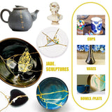 Kintsugi Repair Kit - Gold & Silver Food Safe Fast Repair Kintsugi Glue for Pottery and Porcelain, 50ml Ceramic Repair Resin for Bowls, Plates, Vases, Jade, Meaningful Presents for DIY Art Enthusiasts Limino