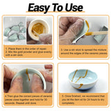 Kintsugi Repair Kit Gold, Japanese Gold Repair Kit with Practice Cup, Gold Glue for Ceramics and Porcelain Repair, Beginner Repair Broken Ceramics Kintsugi Kit, Handmade Gifts 1DFAUL