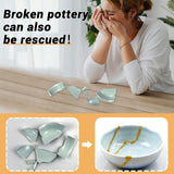 Kintsugi Repair Kit Gold, Japanese Gold Repair Kit with Practice Cup, Gold Glue for Ceramics and Porcelain Repair, Beginner Repair Broken Ceramics Kintsugi Kit, Handmade Gifts 1DFAUL