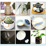 Kintsugi Repair Kit Gold, Japanese Kintsugi Kit Can Be Used to Repair Broken Ceramics, Glass, Kintsugi Glue Can Repair Your Meaningful Pottery, Create a Unique Golden Cracked Artwork,Dishwasher Safety EIGTWEN