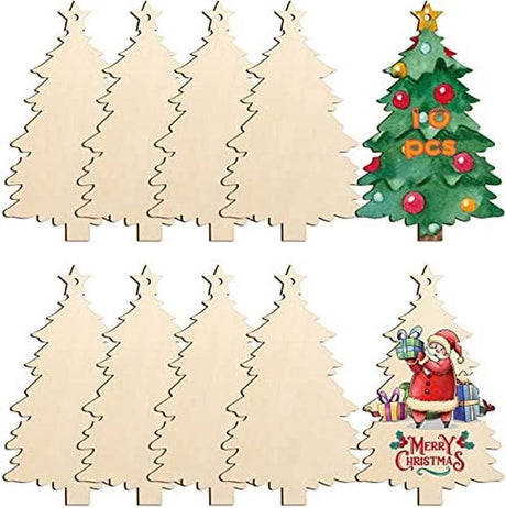 Large Size 7" Wooden Christmas Ornaments to Paint, DIY Blank Unfinished Wood for Crafts Hanging WoodArtSupply