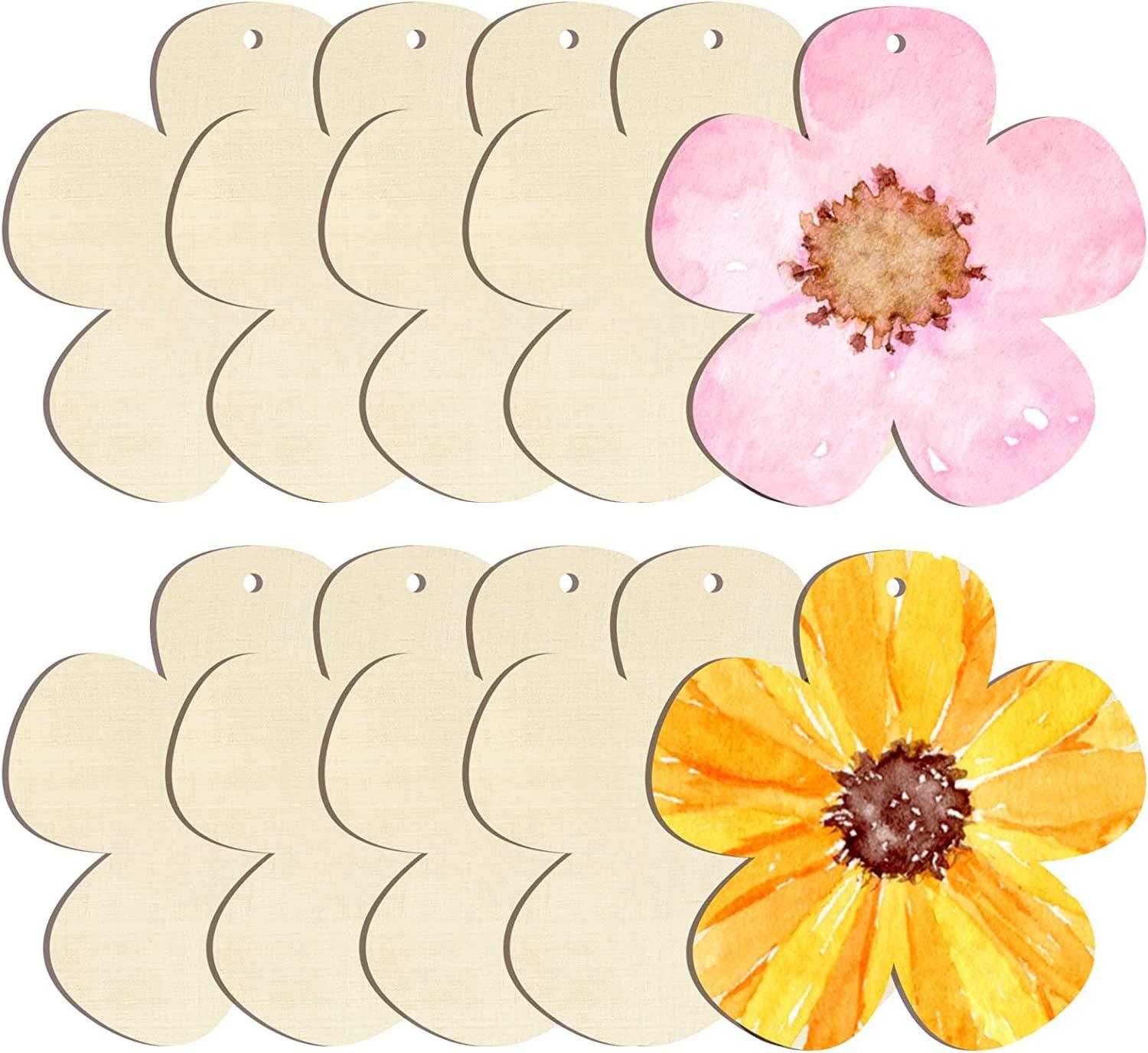Large Size 7" Wooden Spring Ornaments to Paint, Flower Wooden DIY Blank Unfinished - WoodArtSupply