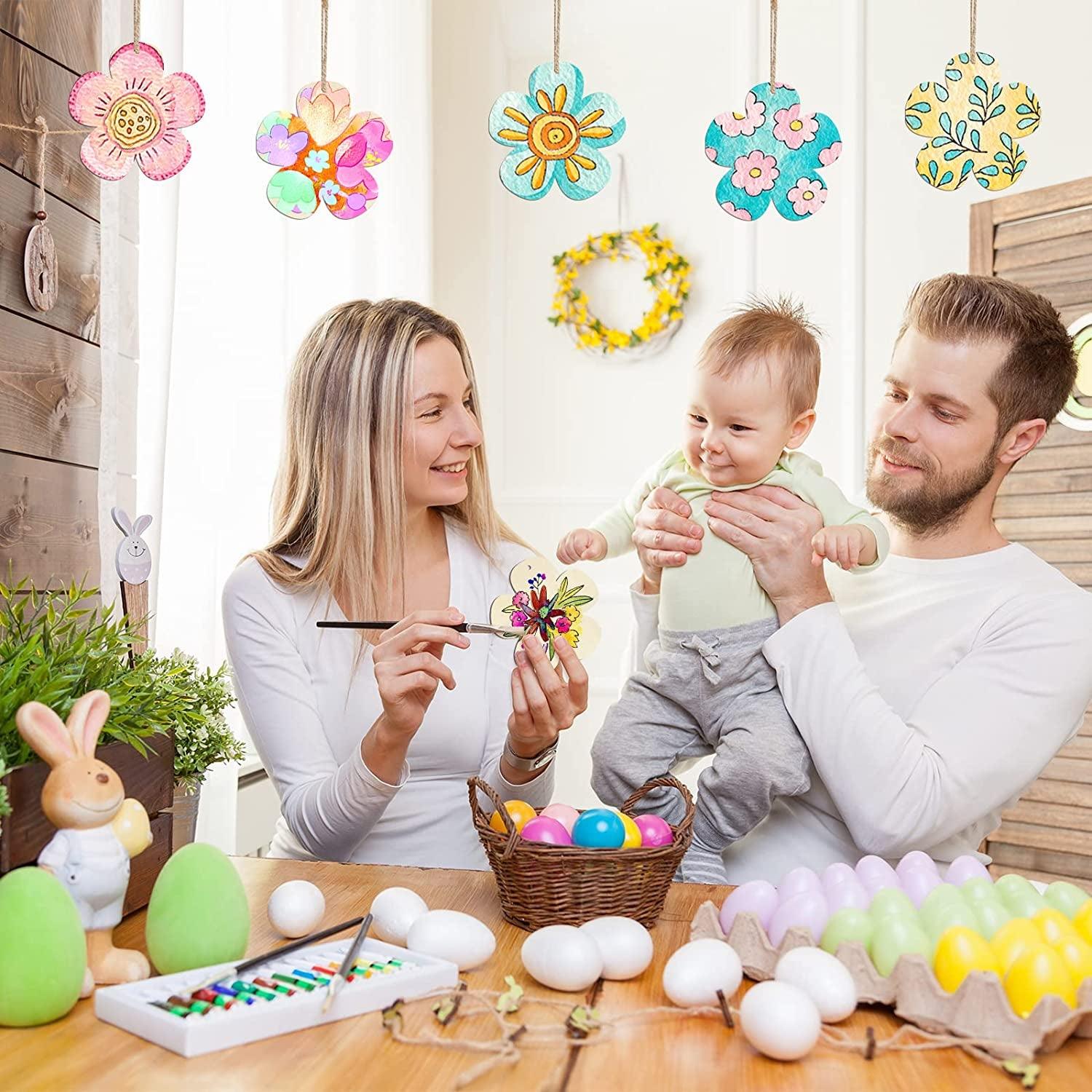 Large Size 7" Wooden Spring Ornaments to Paint, Flower Wooden DIY Blank Unfinished WoodArtSupply