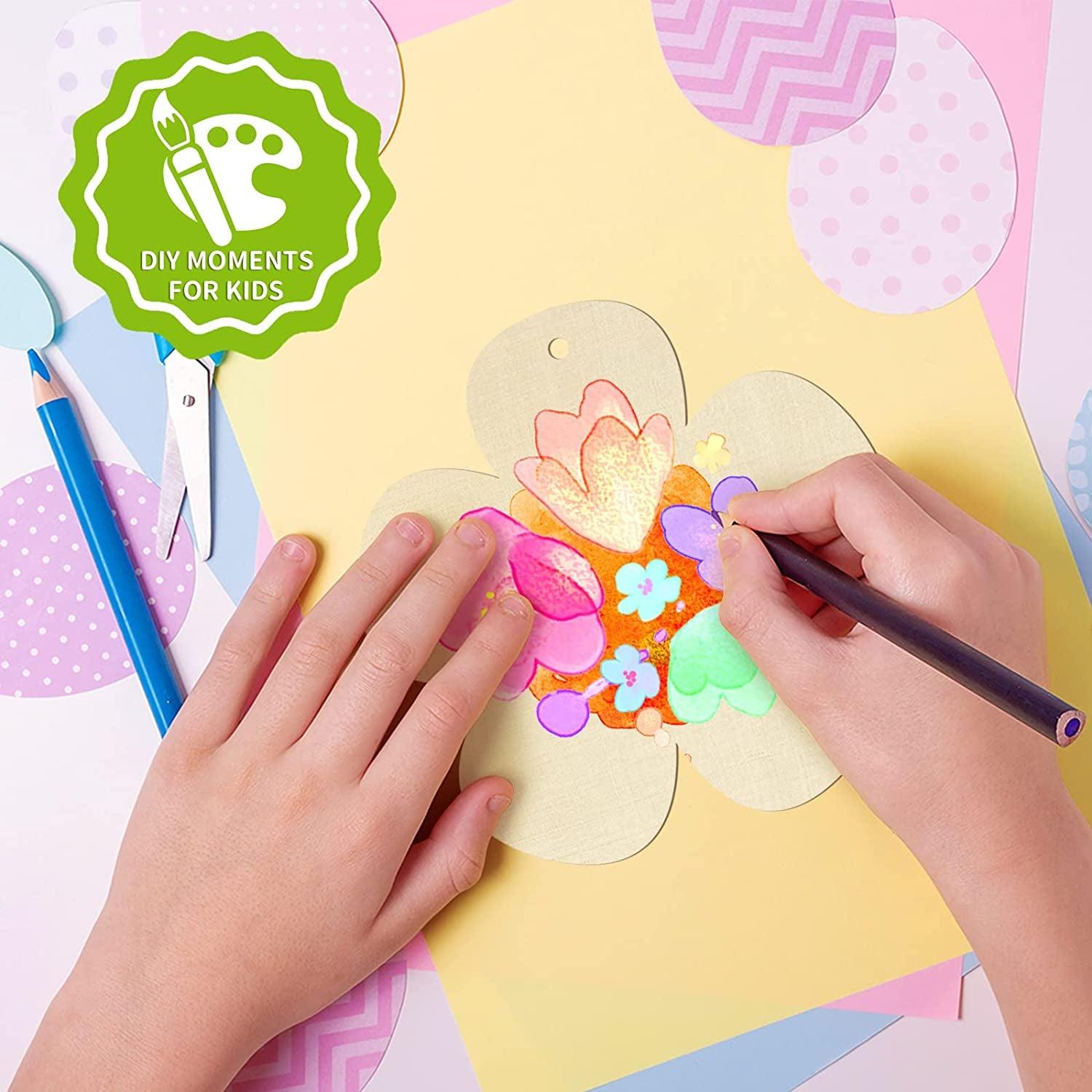 Large Size 7" Wooden Spring Ornaments to Paint, Flower Wooden DIY Blank Unfinished WoodArtSupply