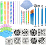 Mandala Dotting Tools Painting Kit 41Pcs Pen Stencil Ball Stylus Paint Tray WoodArtSupply