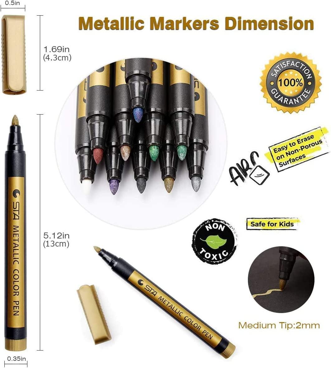 Metallic Marker Pens Set of 10 Colors Paint Rock Painting Crafts DIY Medium Tip - WoodArtSupply