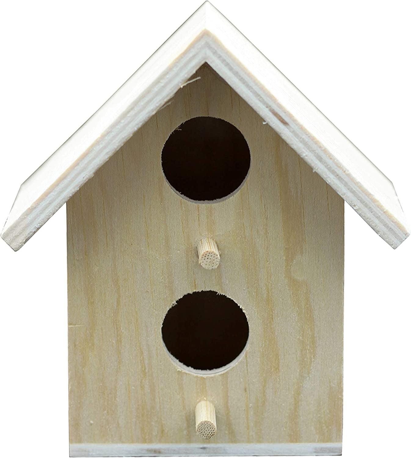 Mini 4 Inch Tall Birdhouse, Set of 4 Styles, Small Unfinished Wood Ready to Paint or Decorate WoodArtSupply