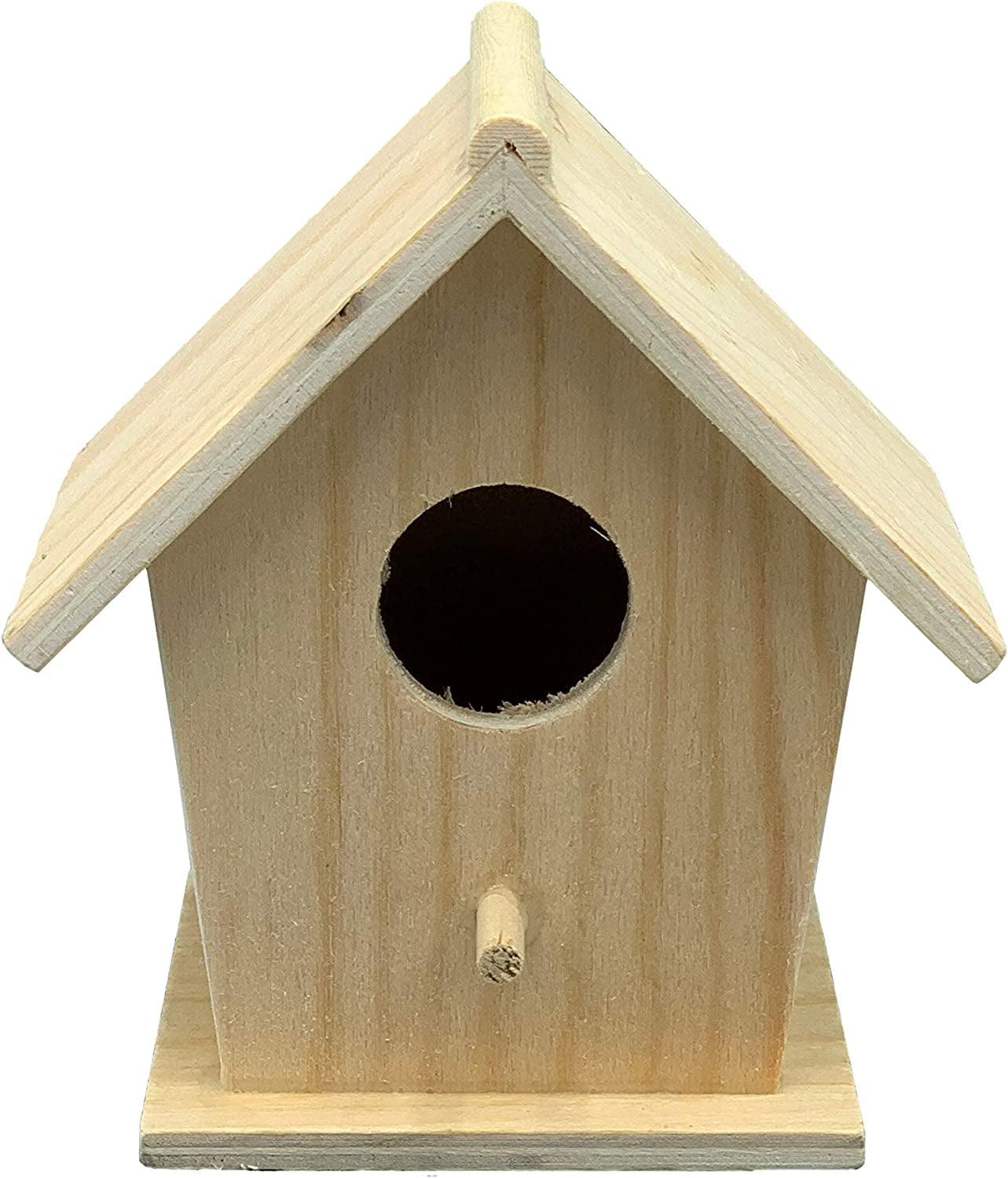 Mini 4 Inch Tall Birdhouse, Set of 4 Styles, Small Unfinished Wood Ready to Paint or Decorate WoodArtSupply