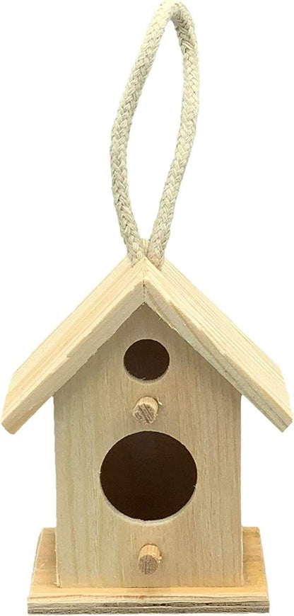 Mini 4 Inch Tall Birdhouse, Set of 4 Styles, Small Unfinished Wood Ready to Paint or Decorate - WoodArtSupply