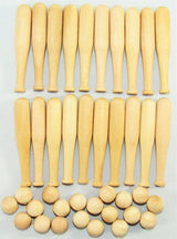 Mini Baseballs and Bats Value Set (20 Pack Each) for Scrapbooking, Arts, Crafts, Unfinished Wood / 2" Long Bats with 3/8" Baseballs / (40 Pieces WoodArtSupply
