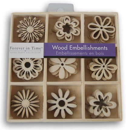 Mini Laser Cuts Wood Shape - Flowers - 45 Pieces - 1'' Across - WoodArtSupply