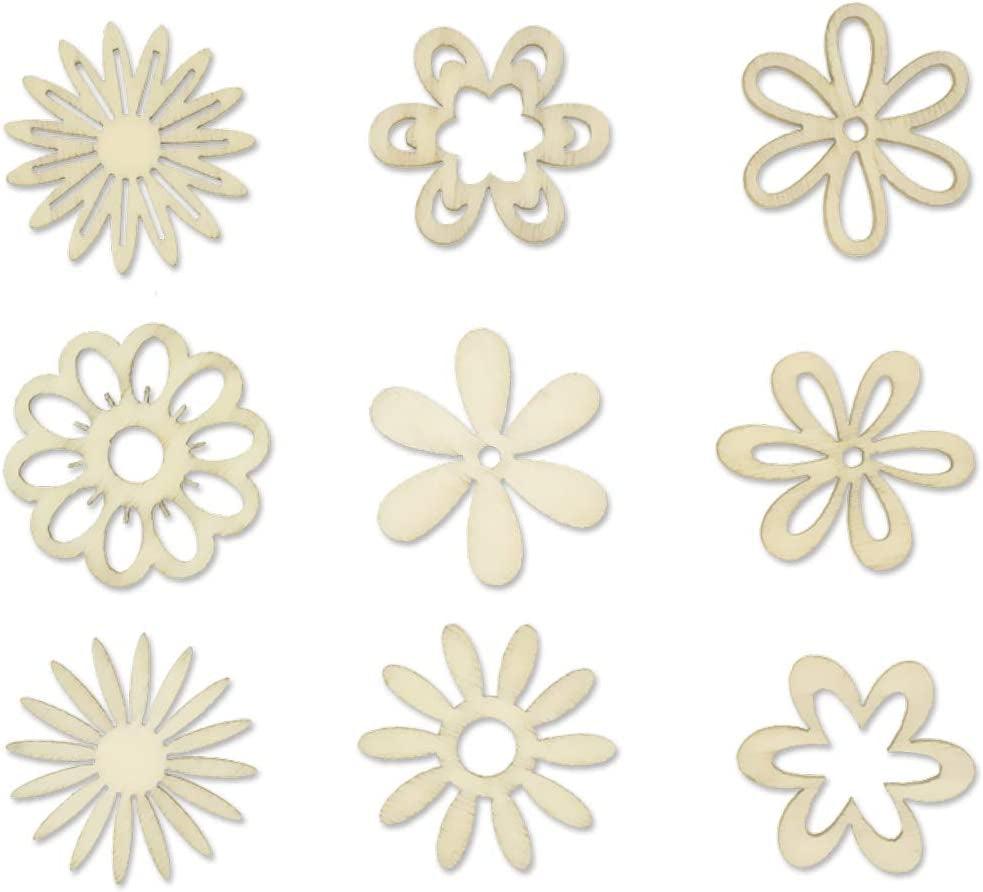 Mini Laser Cuts Wood Shape - Flowers - 45 Pieces - 1'' Across WoodArtSupply