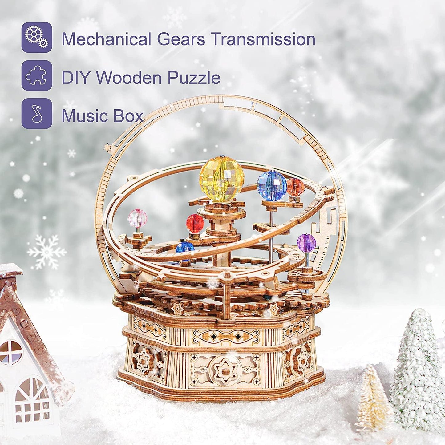 Music Box 3D Puzzles for Adults, DIY Wooden Mechanical Building Model Kits - WoodArtSupply