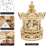 Romantic Carousel Music Box 3D Puzzle for Adults WoodArtSupply