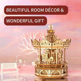Romantic Carousel Music Box 3D Puzzle for Adults WoodArtSupply