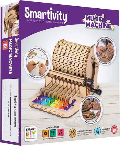 Music Machine; Mechanical Action, Science, Engineering STEM and STEAM Building Kit for Kids - WoodArtSupply