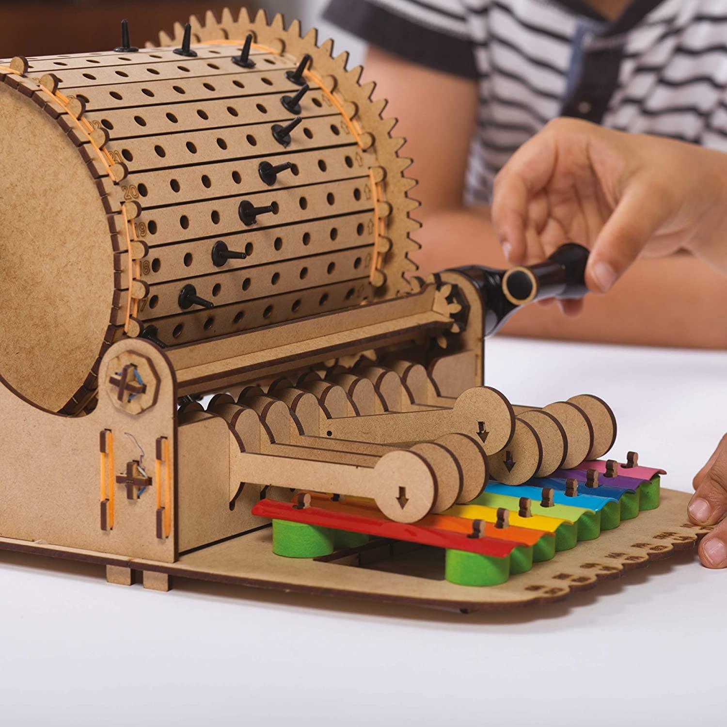Music Machine; Mechanical Action, Science, Engineering STEM and STEAM Building Kit for Kids - WoodArtSupply