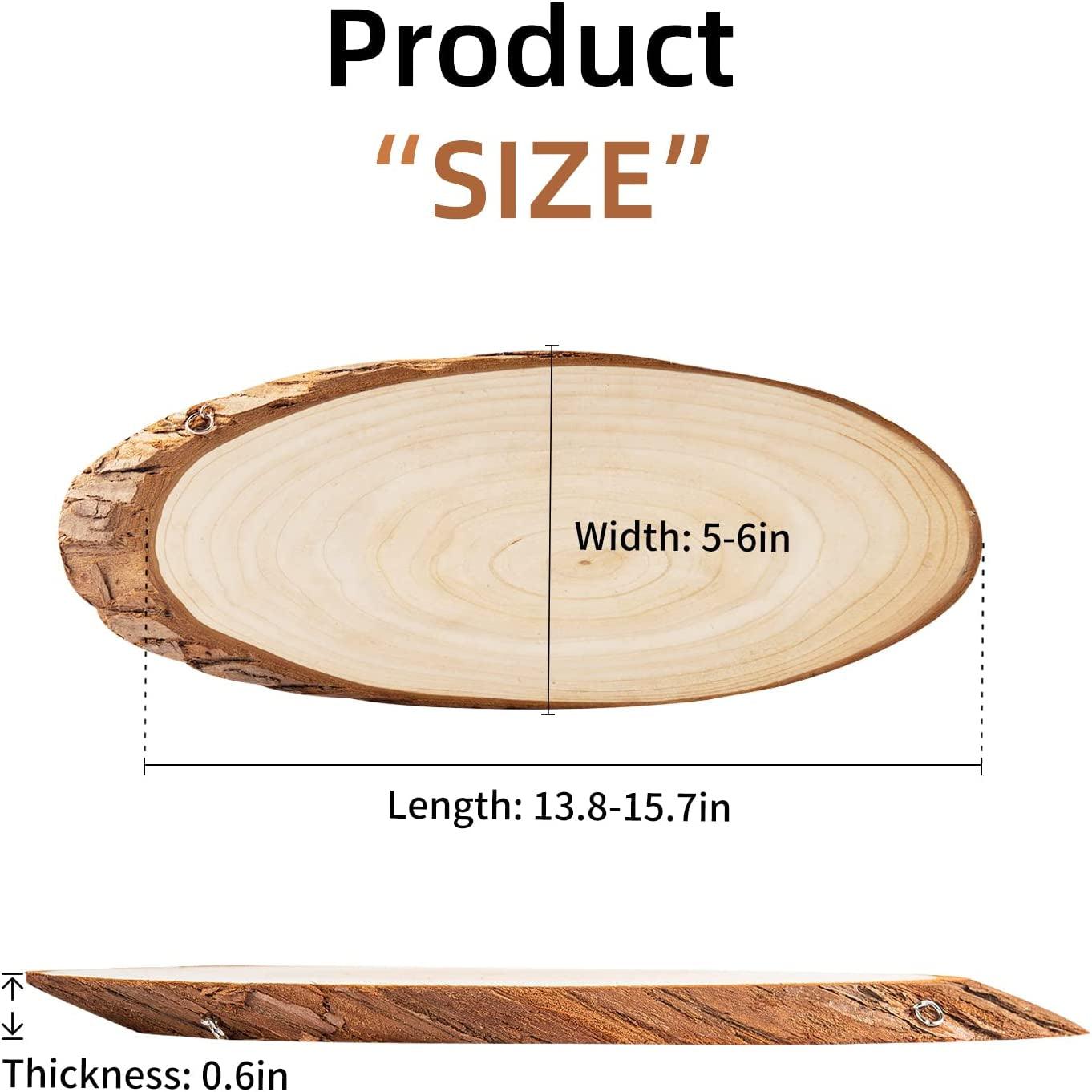 Natural Wood Slices, 3Pcs Oval Shaped Craft Unfinished Wood Kit with Rope for Decorations, DIY Crafts, Arts Slices, , 13.8 - 15.7" (3PCS) WoodArtSupply