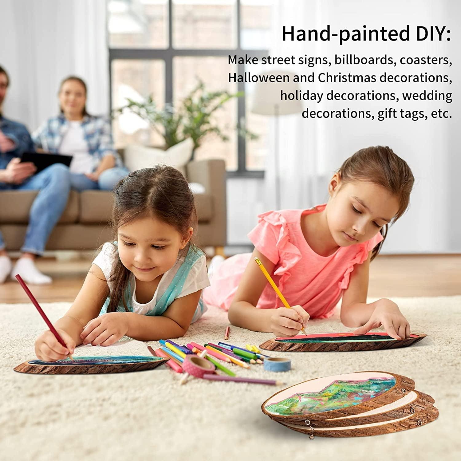 Natural Wood Slices, 3Pcs Oval Shaped Craft Unfinished Wood Kit with Rope for Decorations, DIY Crafts, Arts Slices, , 13.8 - 15.7" (3PCS) WoodArtSupply