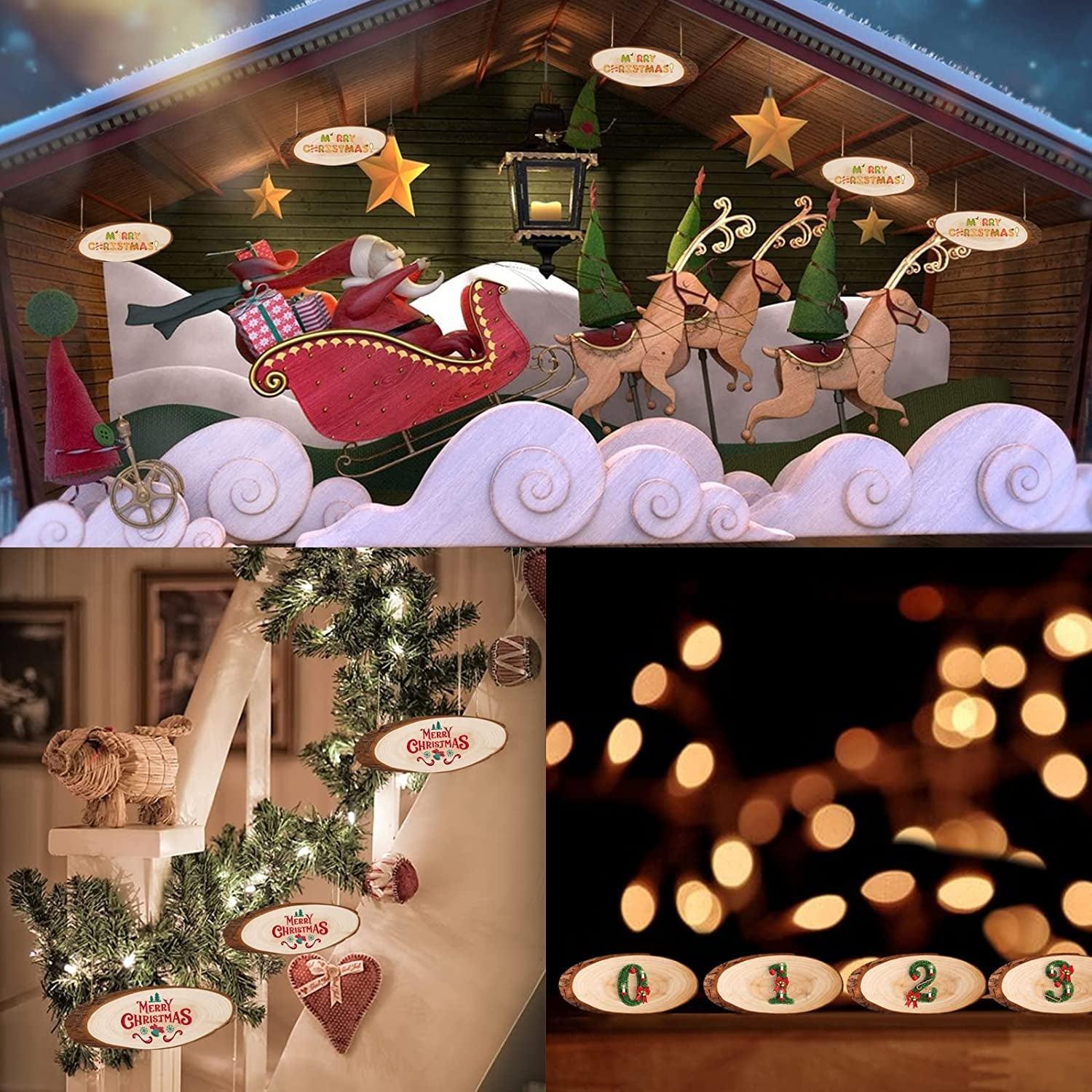 Natural Wood Slices, 3Pcs Oval Shaped Craft Unfinished Wood Kit with Rope for Decorations, DIY Crafts, Arts Slices, , 13.8 - 15.7" (3PCS) WoodArtSupply