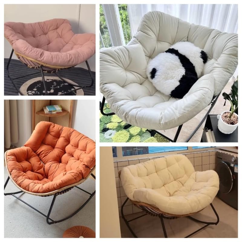 (Only Cushion) Indoor Outdoor Waterproof Papasan Rocking Chair Cushion,Thicken Patio Rocking Egg Chair Cushion, Rattan Chair Cushions, Hammock Chairs Cushions for Garden, Porch, Balcony (Dark Grey) GDCARSL