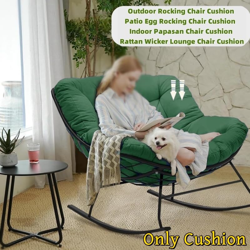 (Only Cushion) Indoor Outdoor Waterproof Papasan Rocking Chair Cushion,Thicken Patio Rocking Egg Chair Cushion, Rattan Chair Cushions, Hammock Chairs Cushions for Garden, Porch, Balcony (Dark Grey) GDCARSL