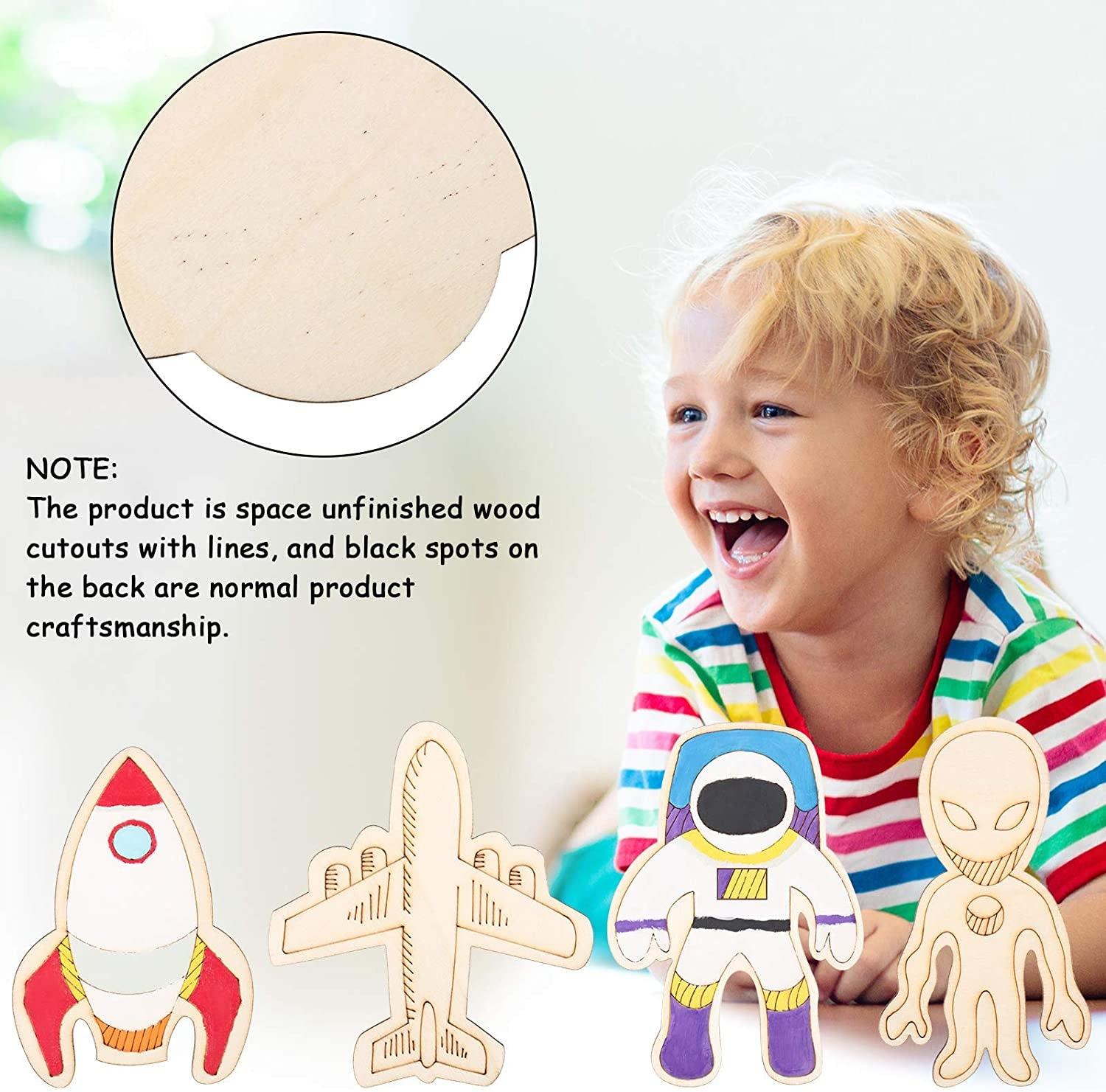 Outer Space Unfinished Wooden Cutouts Wooden Paint Crafts Decoration Kids DIY Craft Art Project 27 Pieces - WoodArtSupply