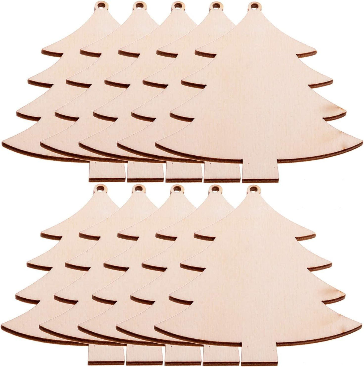 Pack of 50 Wooden Crafts to Paint Christmas Tree Hanging Ornaments Unfinished Wood Cutouts Decoration DIY Crafts WoodArtSupply