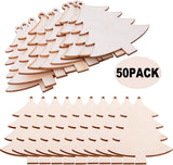 Pack of 50 Wooden Crafts to Paint Christmas Tree Hanging Ornaments Unfinished Wood Cutouts Decoration DIY Crafts WoodArtSupply