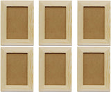 Pack of 6 Unfinished Solid Pine Wood Picture Frames for Arts & Crafts, DIY Painting Project Stand (6X8 Frame Size Holds 6X4 Pictures) WoodArtSupply