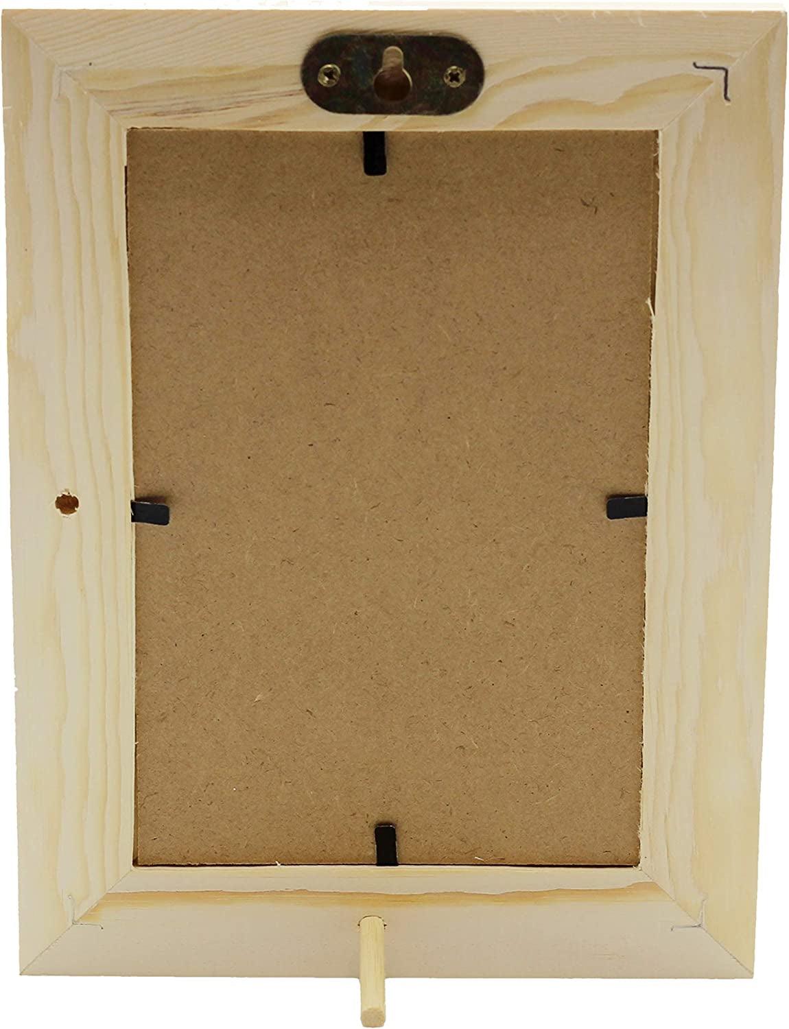 Pack of 6 Unfinished Solid Pine Wood Picture Frames for Arts & Crafts, DIY Painting Project Stand (6X8 Frame Size Holds 6X4 Pictures) WoodArtSupply